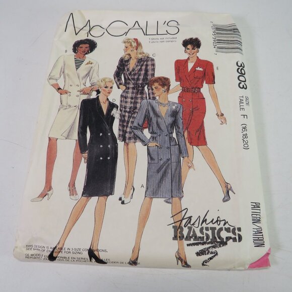 McCall's 3903 sewing pattern size 16-18 dress (fitted) double breasted button - Picture 2 of 9